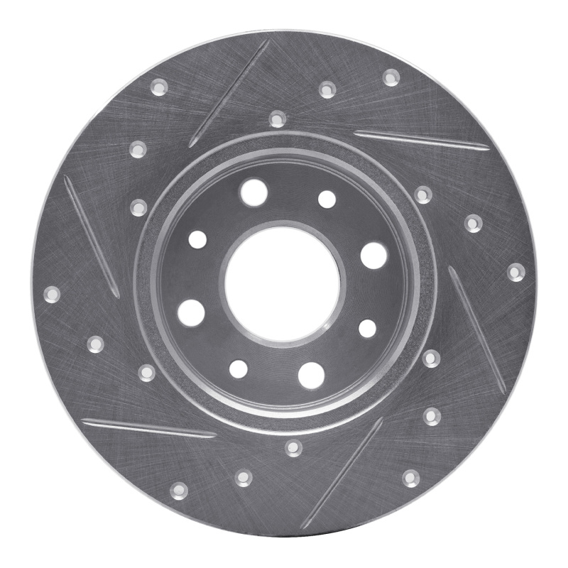 Fiat 500E Brake Rotor (1) - Rear Right - R1 Concepts - Drilled & Slotted - Silver - `13-`19